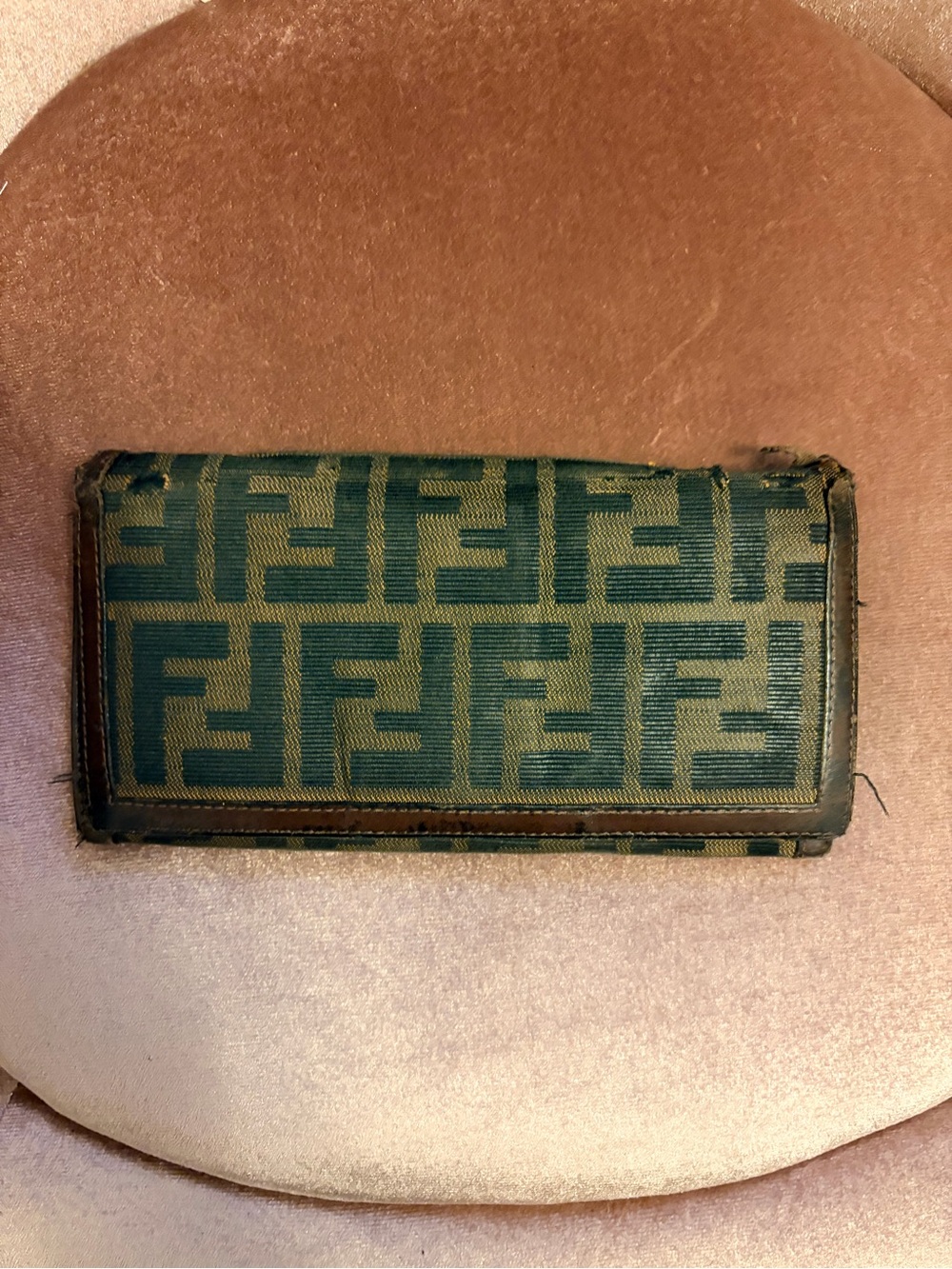 Vintage FENDI Zucca Monogram Canvas Continental Long Wallet Brown - Fair/As Is
